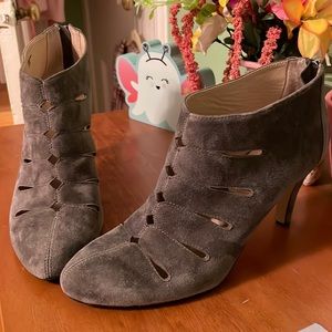 Adrienne Vittadini Dark Gray Vegan Suede Booties